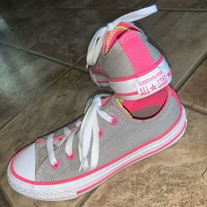 Little Girls converse shoes grey hot pink size 13
